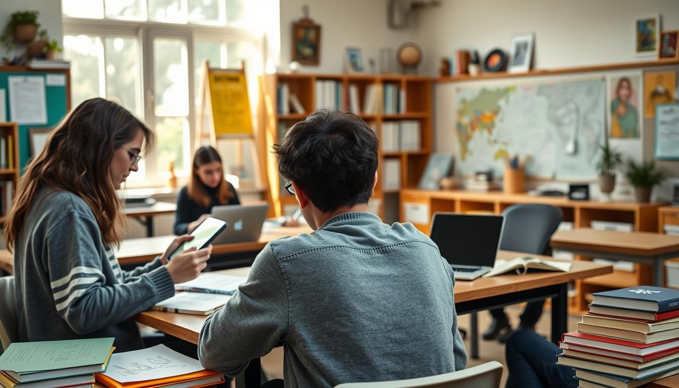 Students working in research laboratory